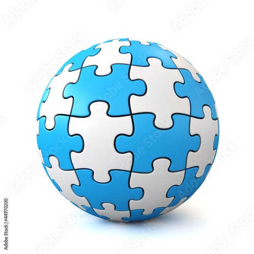 blue puzzle globe