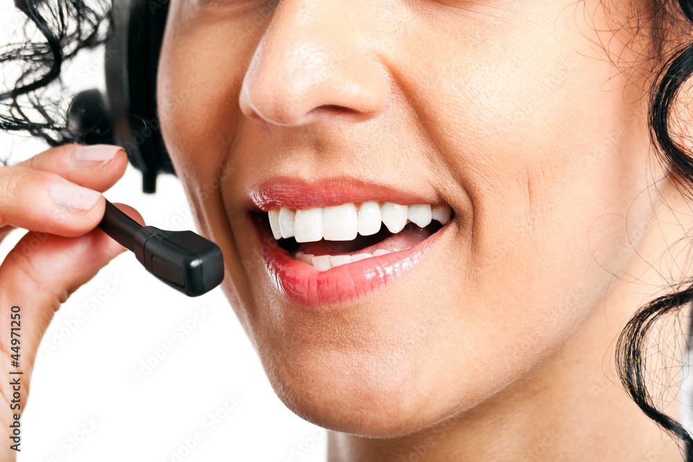 Closeup of a female call center operator