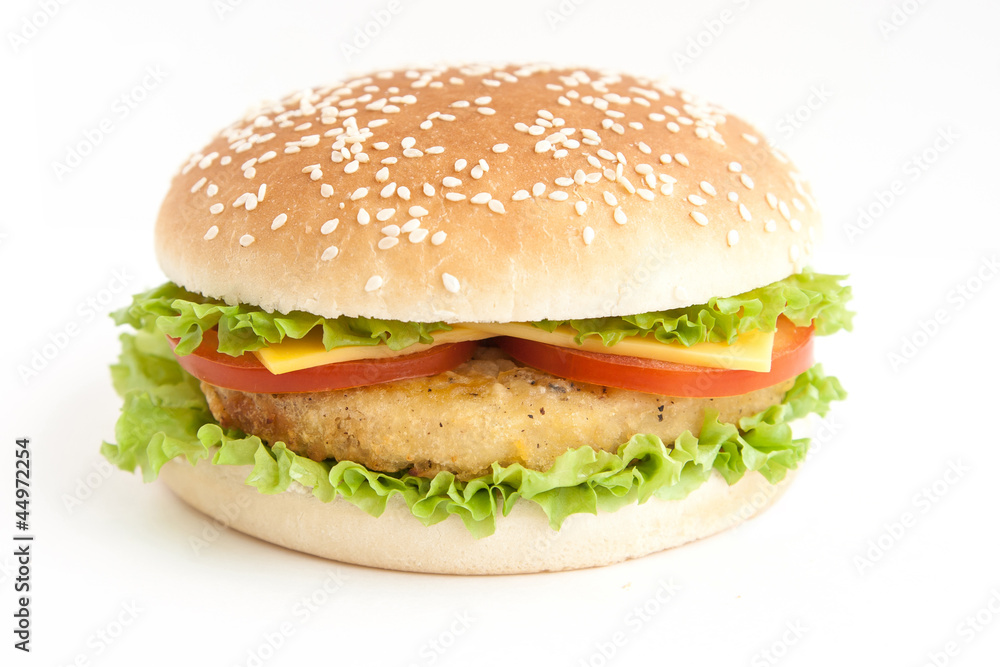 hamburger with cutlet and vegetables hamburger with cutlet and vegetables