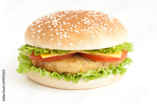 hamburger with cutlet and vegetables
