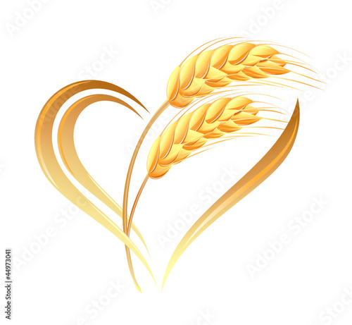 Abstract wheat ears icon with heart element