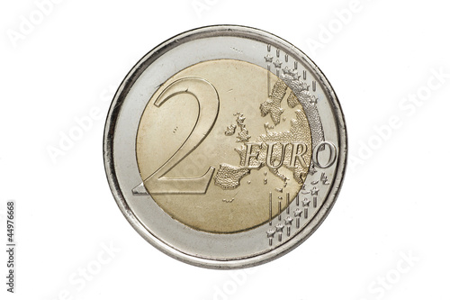 A two euros coin isolated on a white background