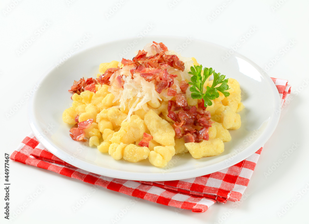 Small potato dumplings with bacon and cabbage Small potato dumplings with bacon and cabbage