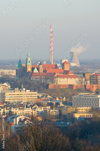 Cracow, aerial view of historic royal Wawel Castle