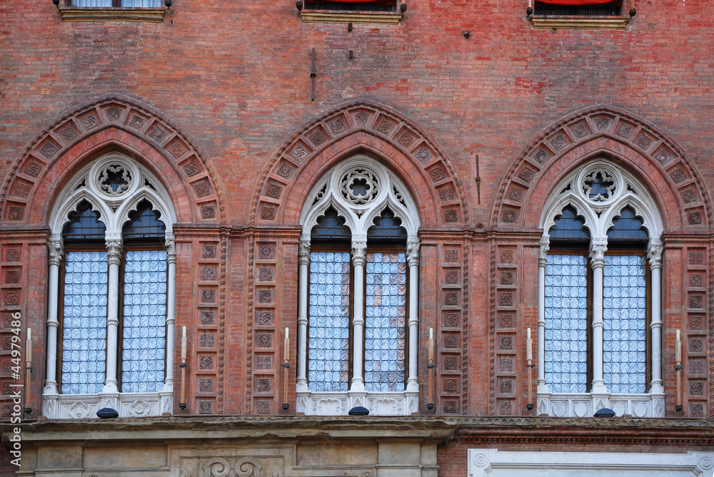 Italy, Bologna Accursio palace windows
