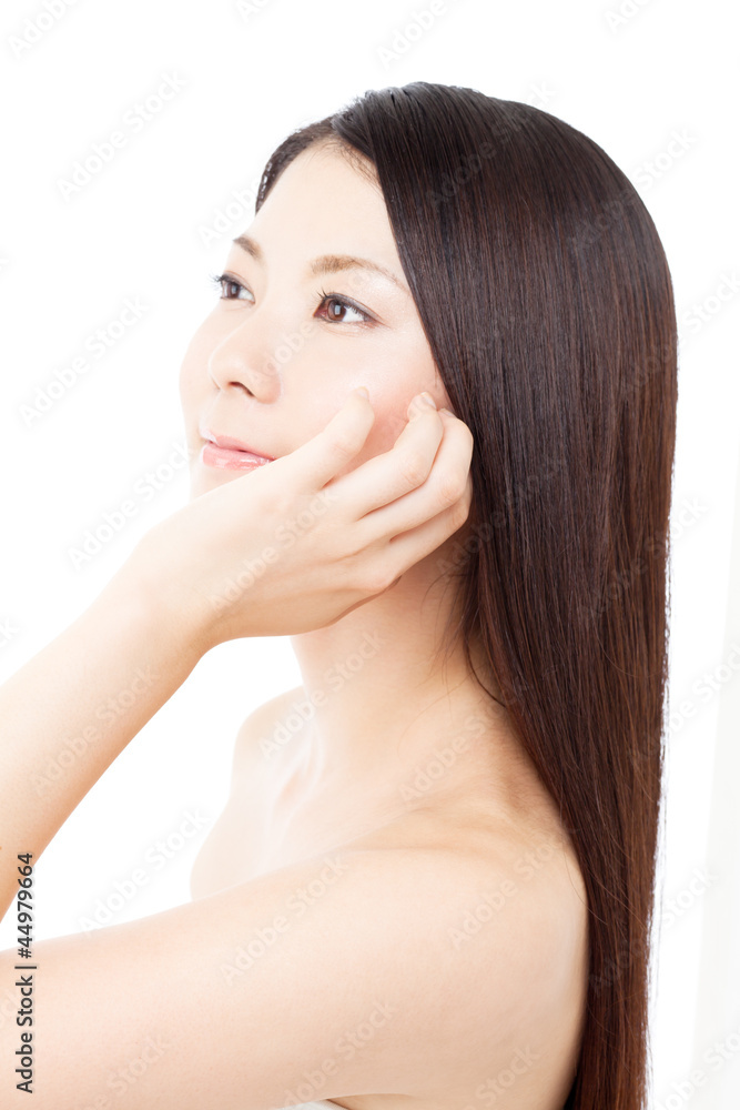 Beautiful hair woman on white background. Portrait of asian. Beautiful hair woman on white background. Portrait of asian.
