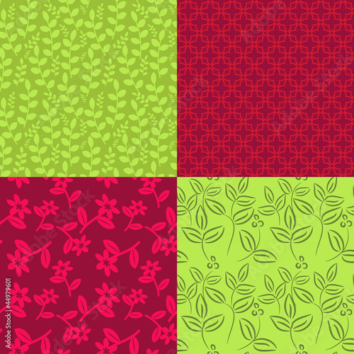 Red and green seamless patterns