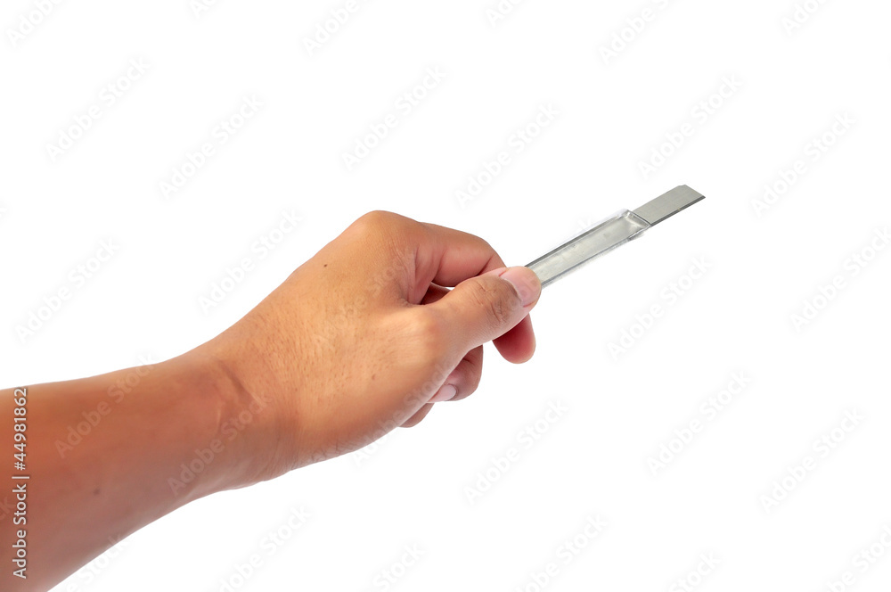 hand holding cutting knife tool hand holding cutting knife tool