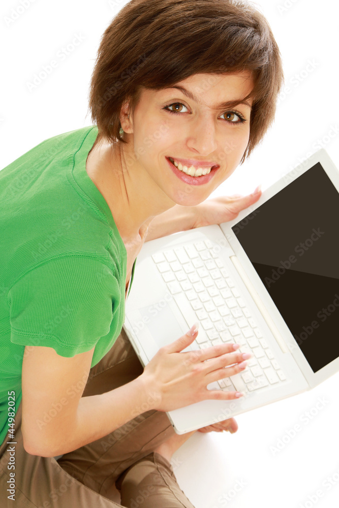 Portrait of beautiful business woman with laptop Portrait of beautiful business woman with laptop
