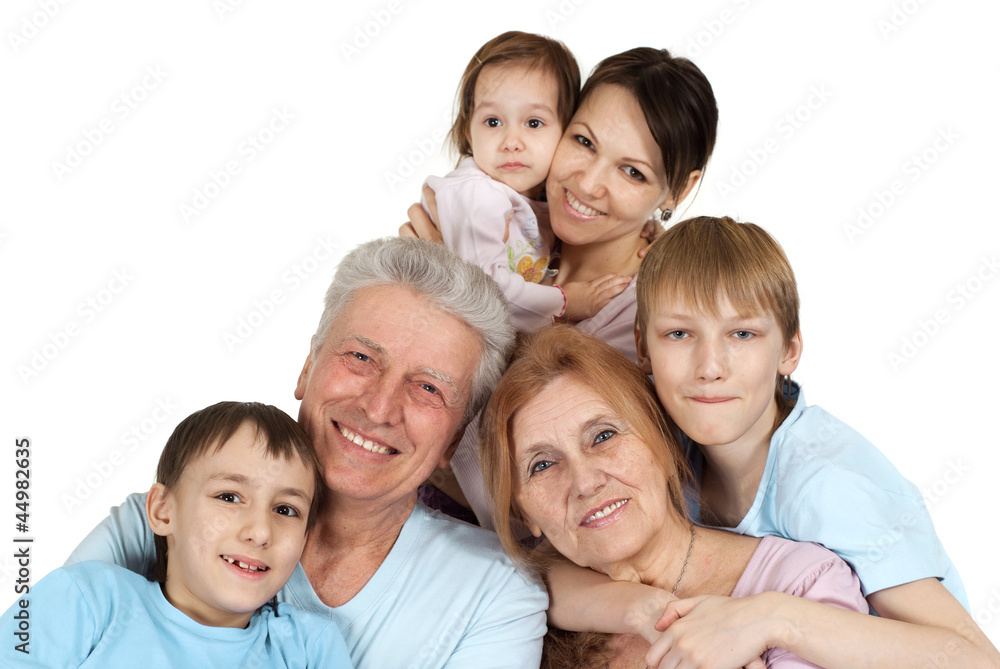 Happy Caucasian family of six