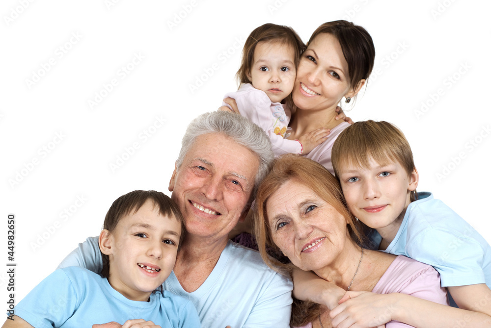 Happy Caucasian family of six