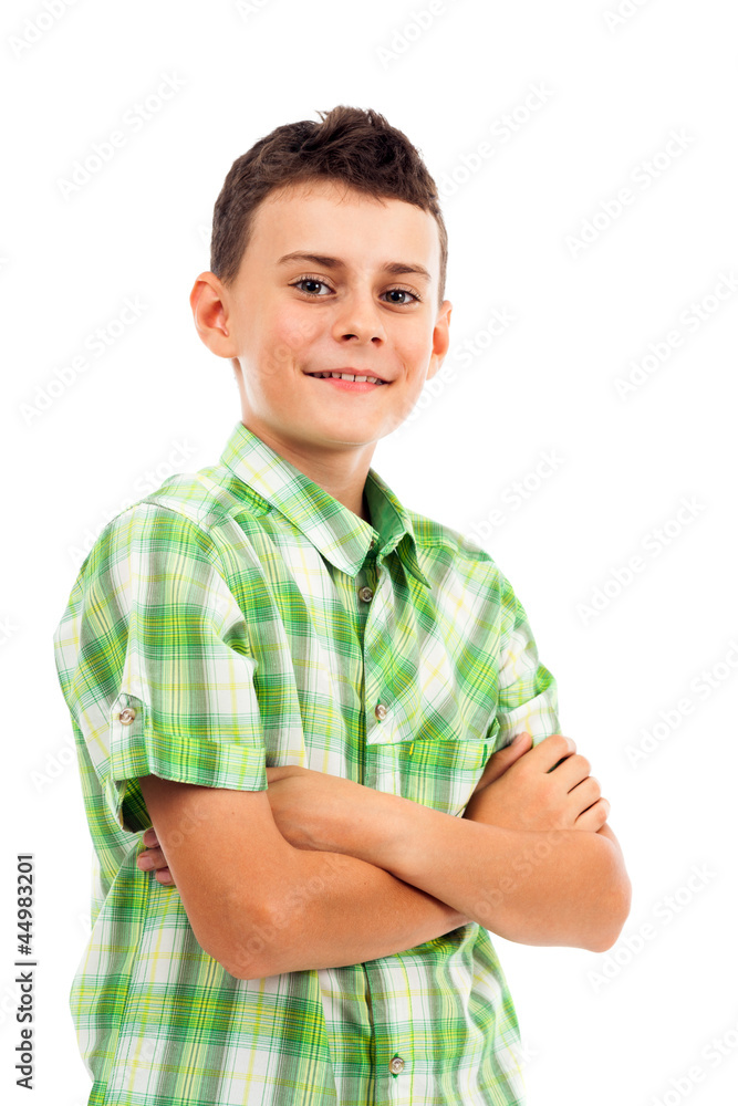 Portrait of a happy schoolboy, isolated on white Portrait of a happy schoolboy, isolated on white