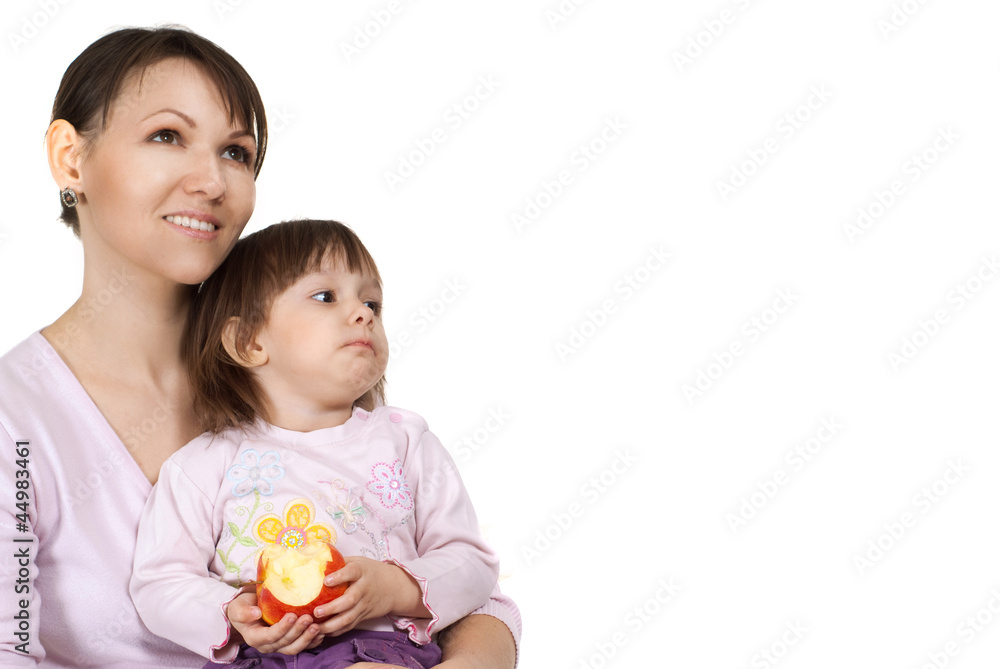 A happy Caucasian mother with her little daughter A happy Caucasian mother with her little daughter