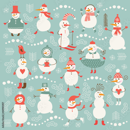 Set of cute snowmans