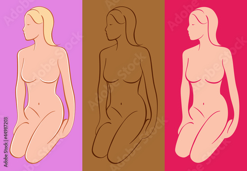 Vector Figure Drawings. Three colored variations.