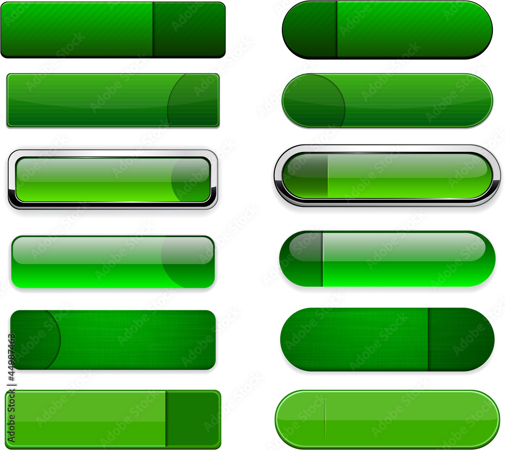 Green high-detailed modern web buttons. Green high-detailed modern web buttons.