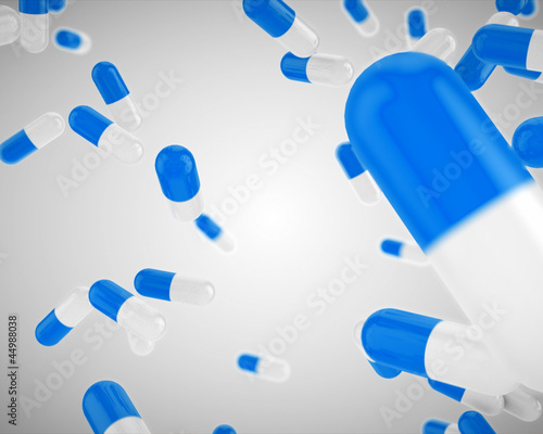 Floating blue pills