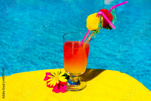 Cocktail drink at swimming ppol photo