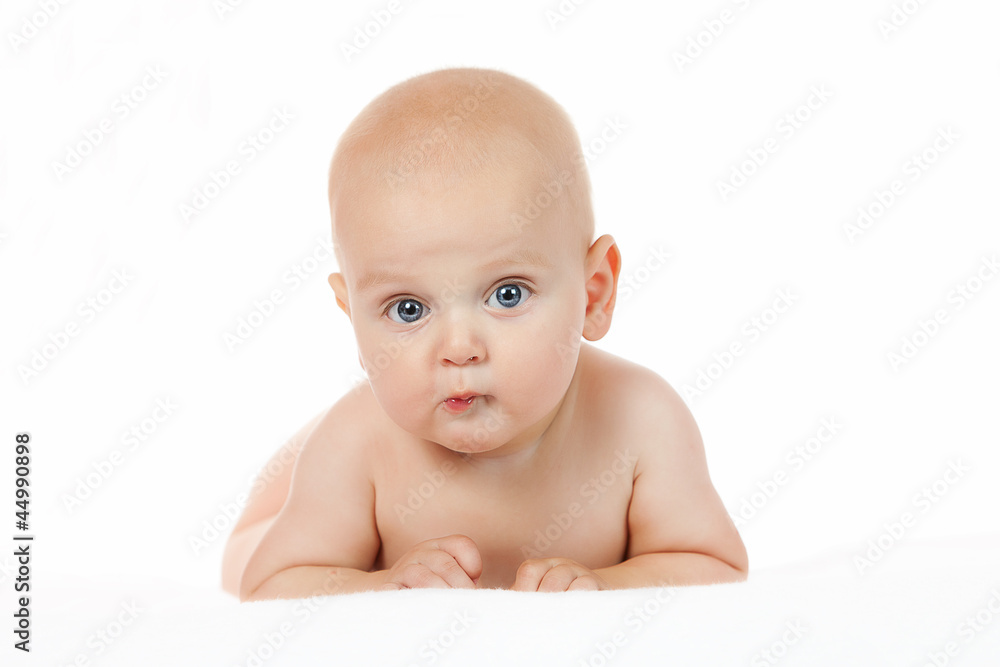 Cute baby boy on white background Cute baby boy on white background
