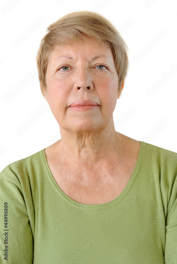 Portrait of elderly woman on the white background Portrait of elderly woman on the white background