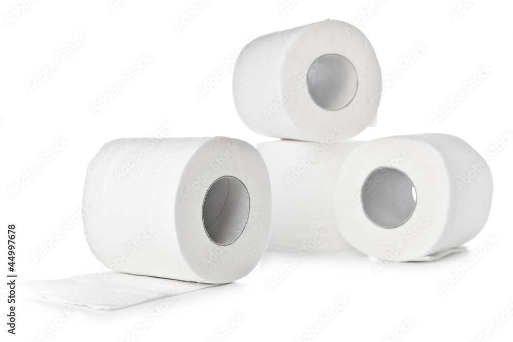 Toilet paper on white background Toilet paper on white background