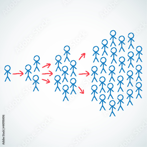Konzept, Strichmännchen, Social Media/Virales Marketing