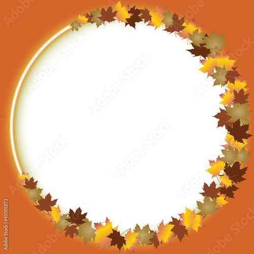 Fall leaves border over white