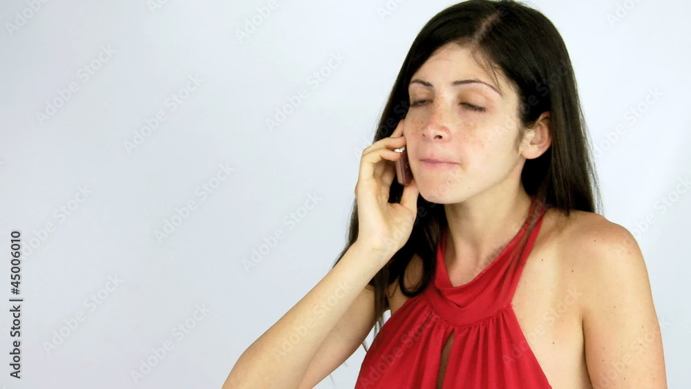 Beautiful woman arguing on the phone unhappy Beautiful woman arguing on the phone unhappy