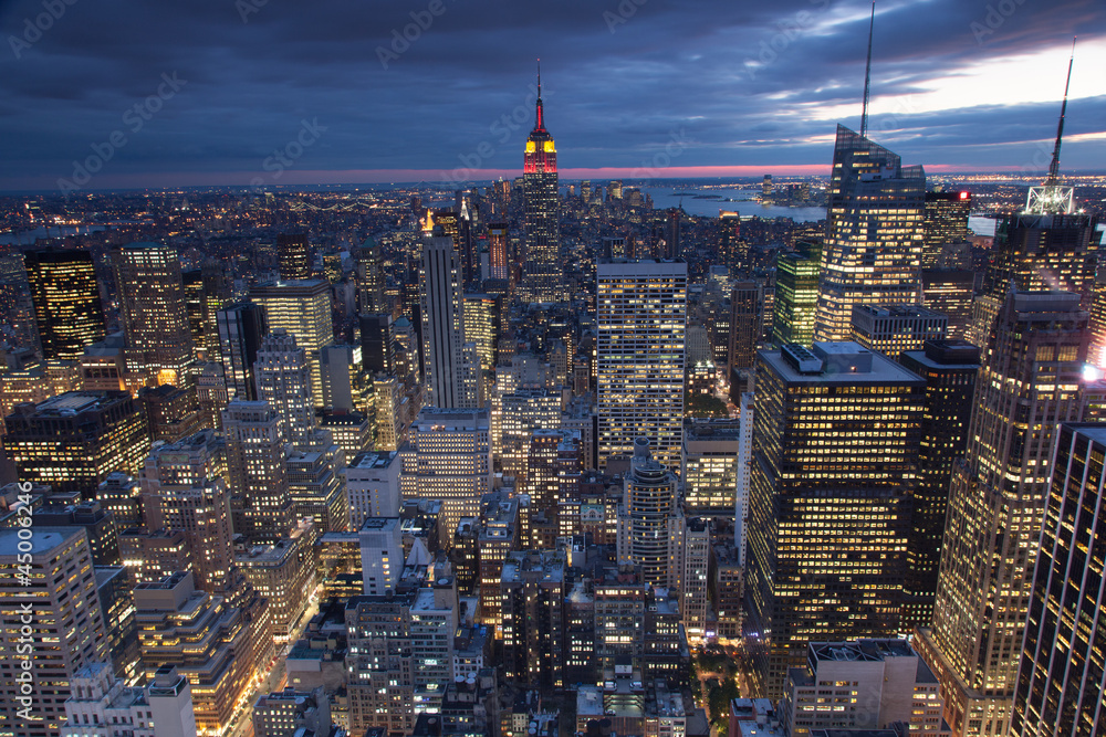 Fototapeta Wieczór widok Nowy Jork miasto, usa