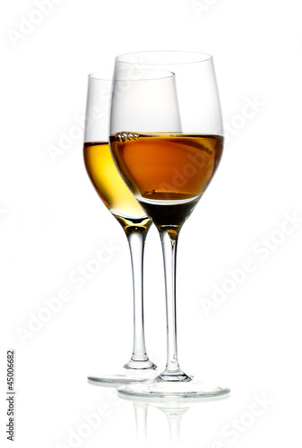 Two glasses of hard liquor aperitif