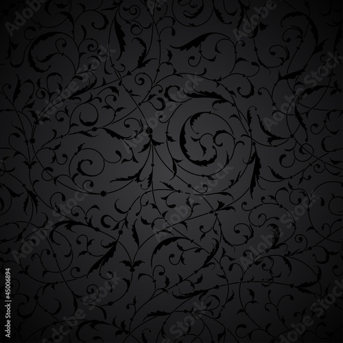 Black Seamless floral Pattern