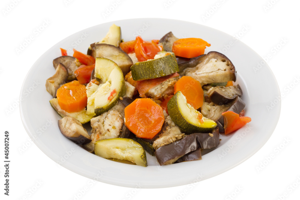 vegetables on the white plate vegetables on the white plate