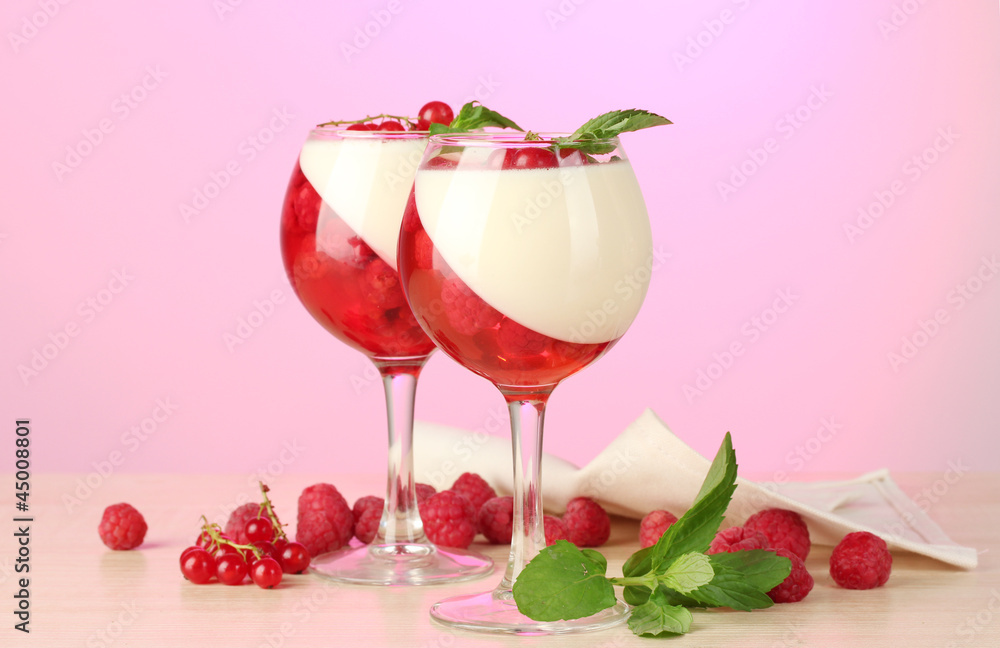 fruit jelly with berries in glasses fruit jelly with berries in glasses