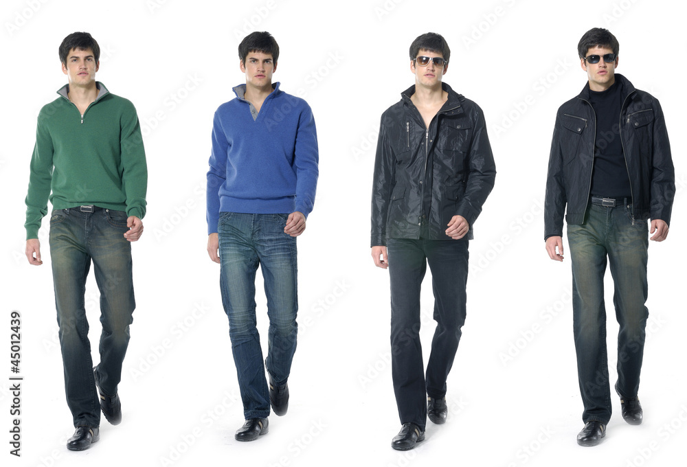 Collage of Full length portrait of a casual young man Collage of Full length portrait of a casual young man
