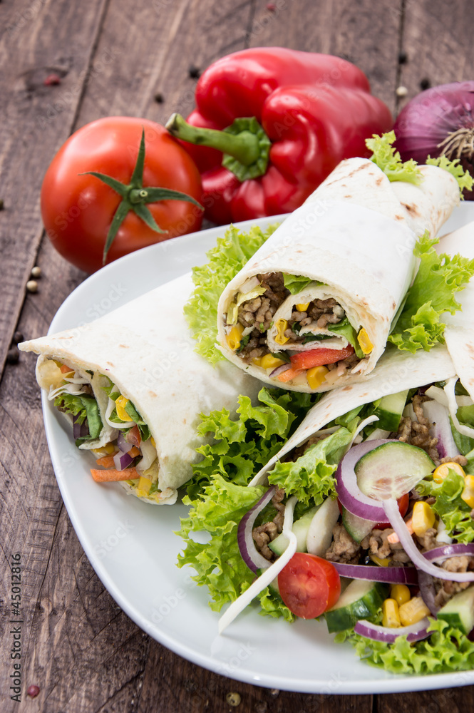 Plate with fresh Wraps Plate with fresh Wraps