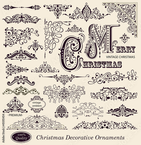 Vector set of Christmas Ornaments and Design Elements