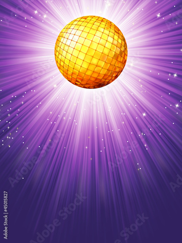 Purple disco rays with stars. EPS 8