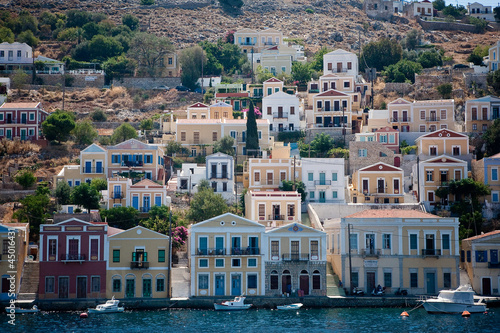 Greece Dodecanesse Island Symi. Colorful houses 