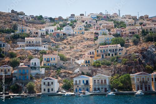 Greece Dodecanesse Island Symi. Colorful houses 