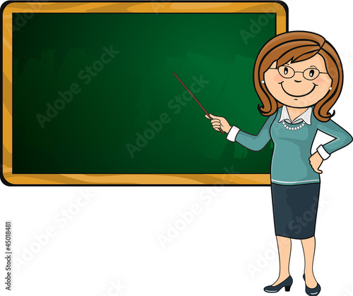 Teacher and blackboard