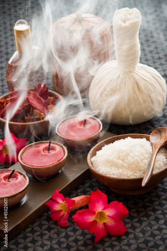Candles recently extinguished of spa salon