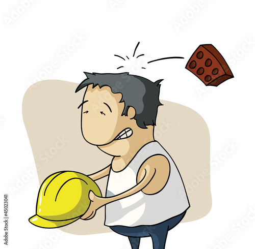 a Brick hits an employee head