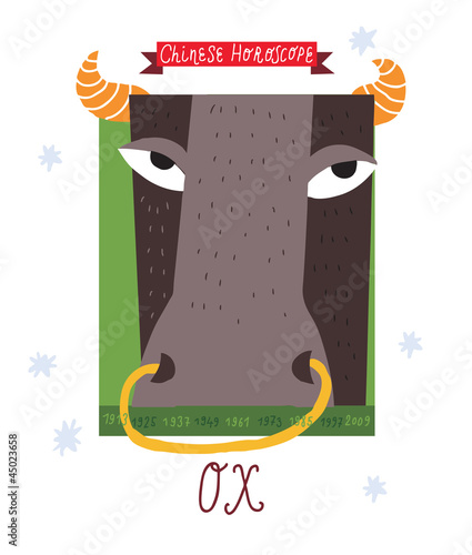 ox. horoscope vector drawing.