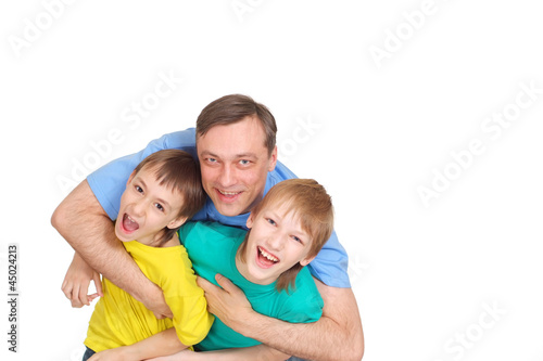 Cool family in bright T-shirts