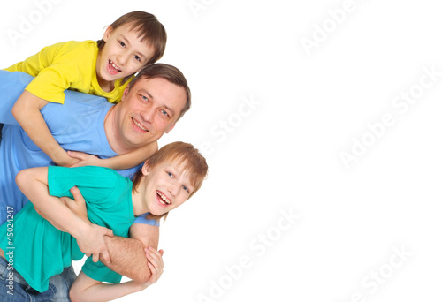 Good family in bright T-shirts