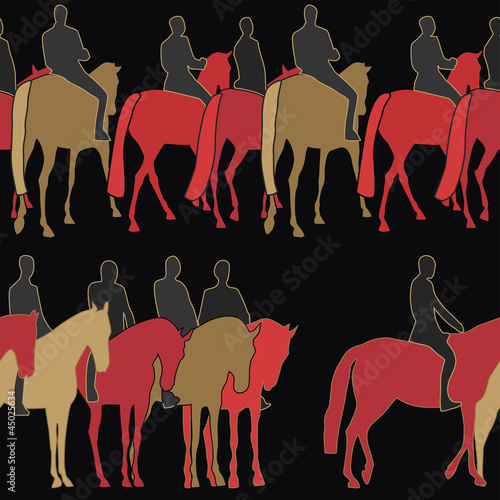 Horsemen motif seamless pattern