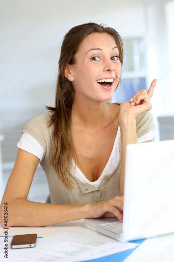 Home-office worker with questioning look on her face Home-office worker with questioning look on her face