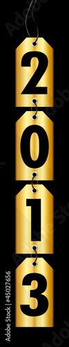 "2013" 4 Golden Hangtags Among Each Other Black