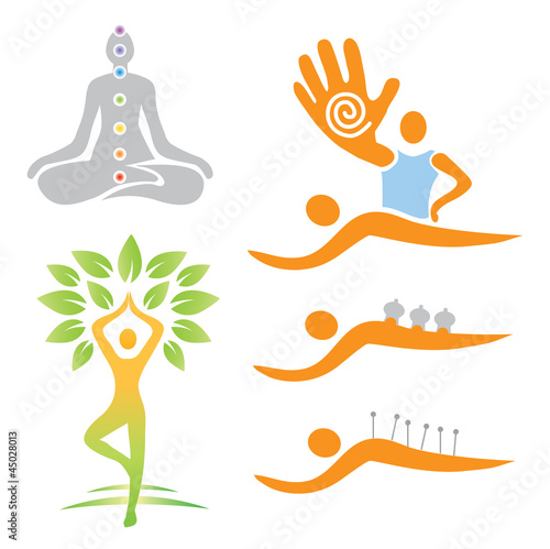 Icons yoga massage alternative medicine