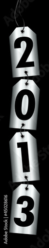 4 Silver Hangtags Among Each Other "2013" Black